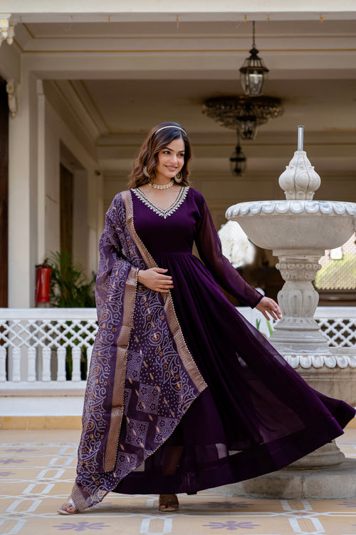 BANDHANI CRISAL LUXE GOWN AND DUPATTA SET