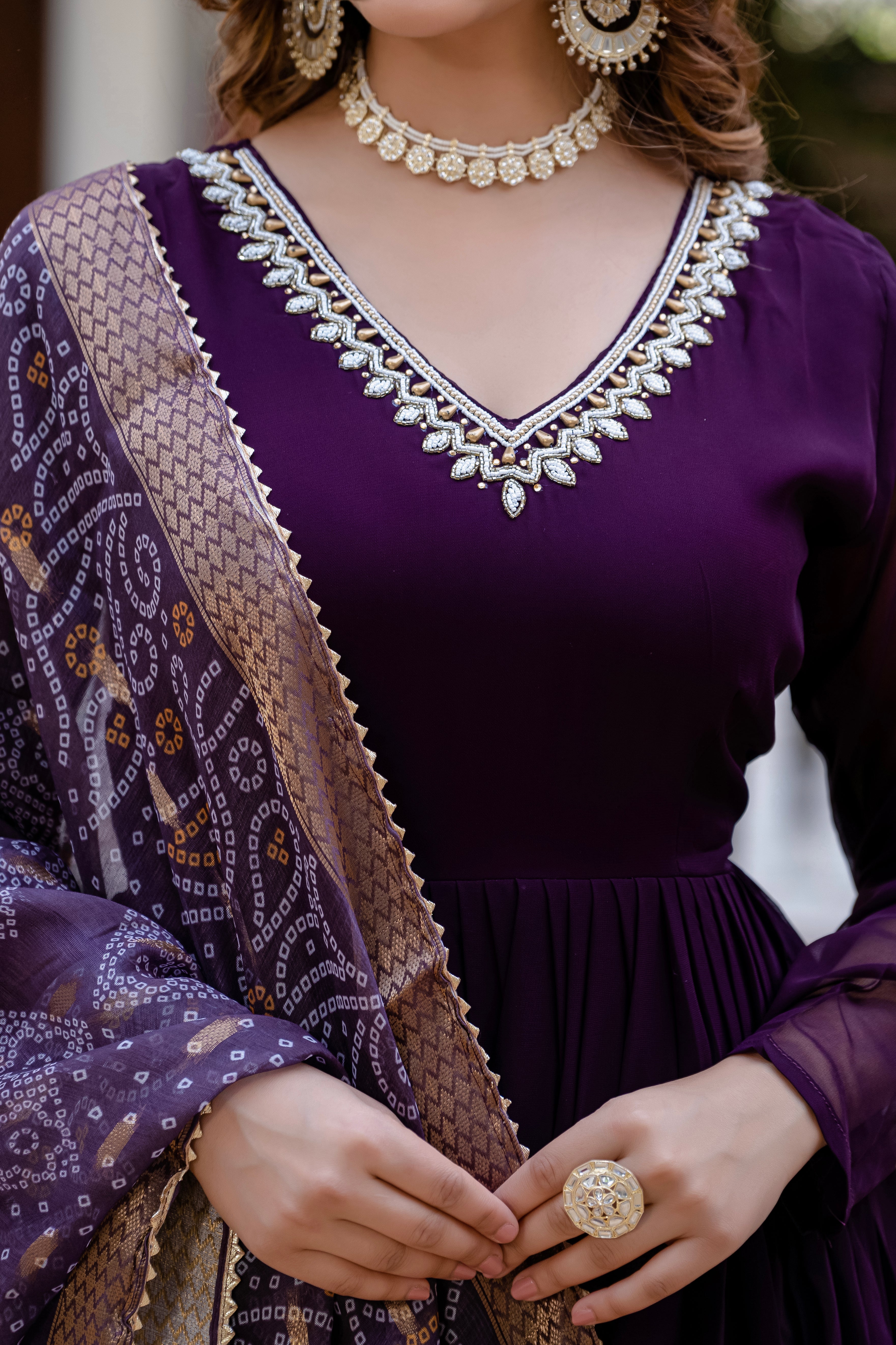 BANDHANI CRISAL LUXE GOWN AND DUPATTA SET