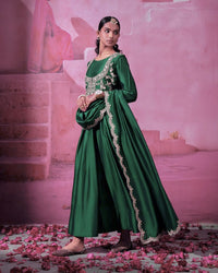 EMERALD RADIANCE GOWN KOTI WITH LONG DUPATTA