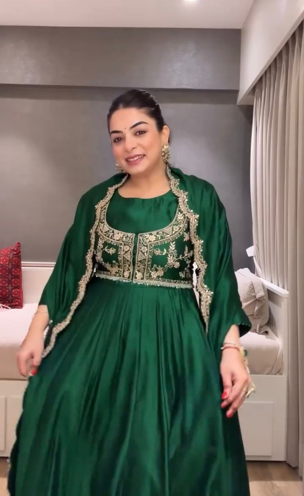 EMERALD RADIANCE GOWN KOTI WITH LONG DUPATTA