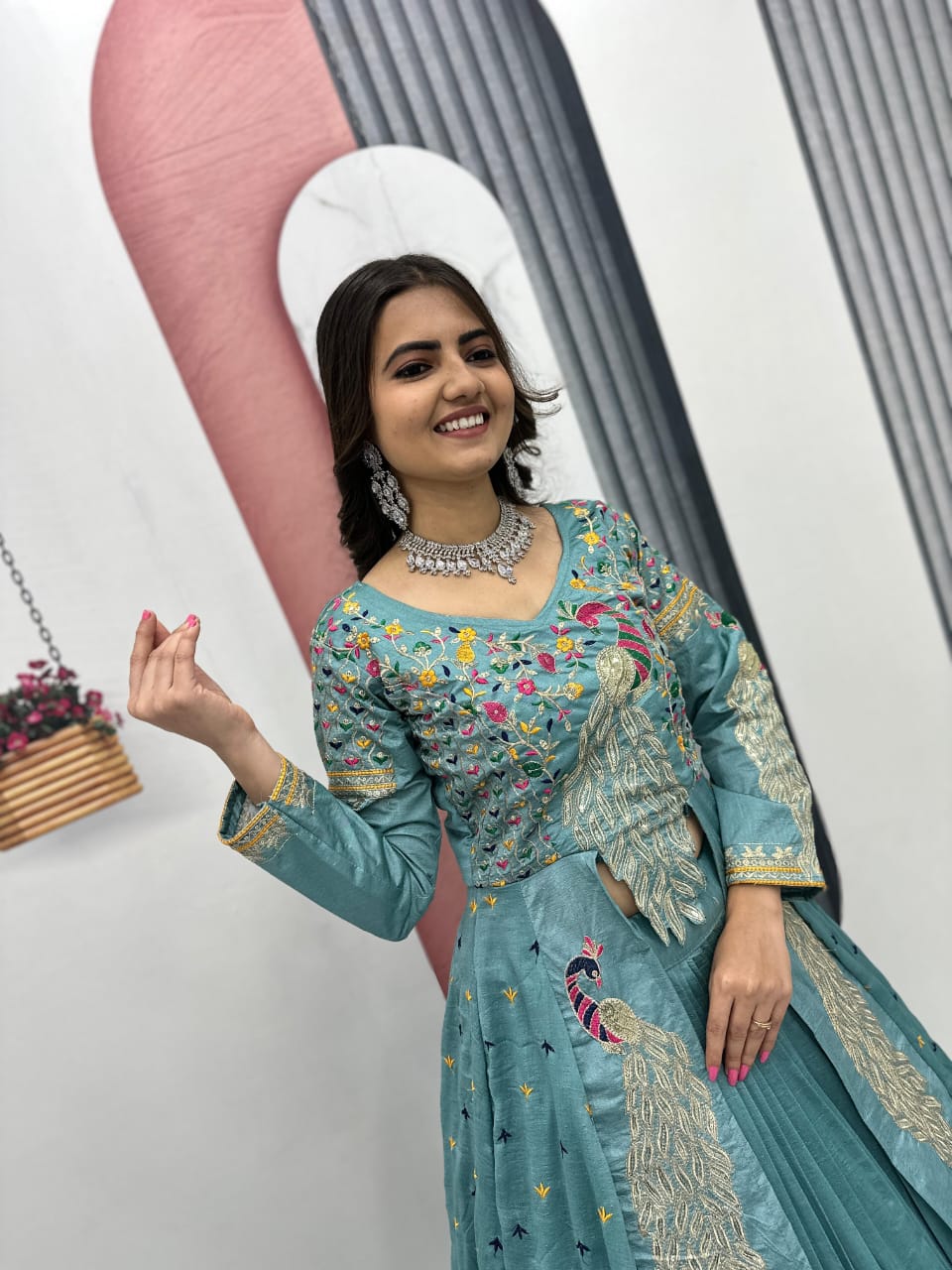 AZURE VICHITRA CROP TOP WITH LEHENGA