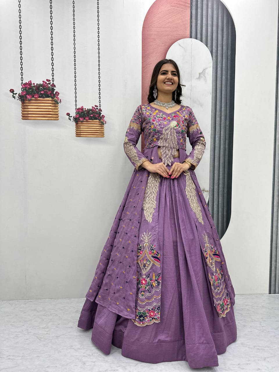 AZURE VICHITRA CROP TOP WITH LEHENGA