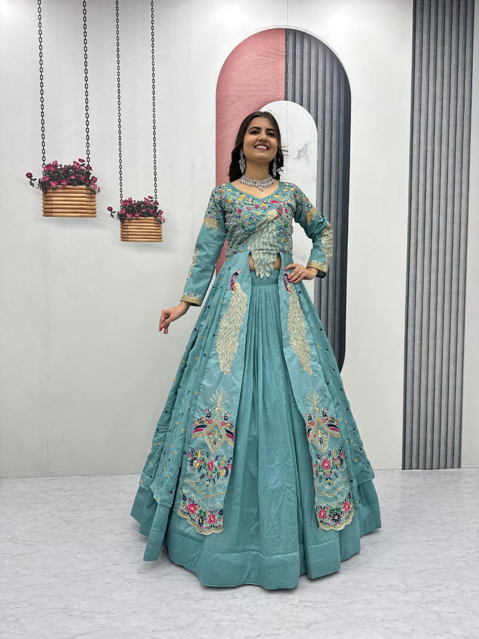 AZURE VICHITRA CROP TOP WITH LEHENGA