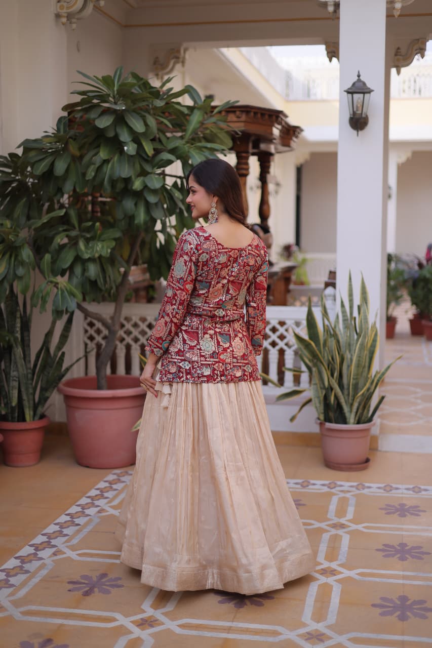 HERITAGE FUSION LEHENGA WITH LONGLINE JACKET BLOUSE