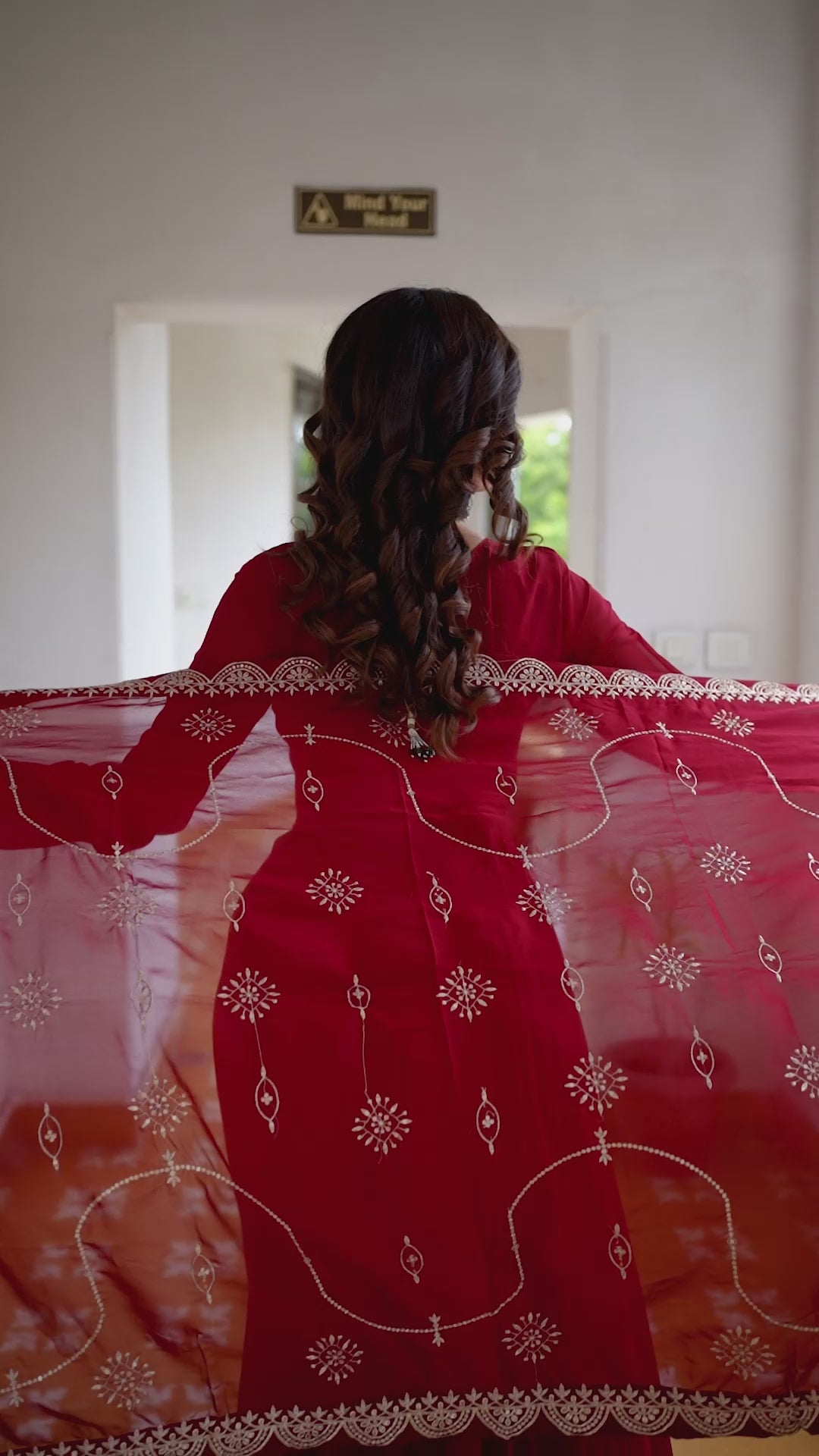 CRIMSON BLOOM ANARKALI GOWN WITH DUPATTA