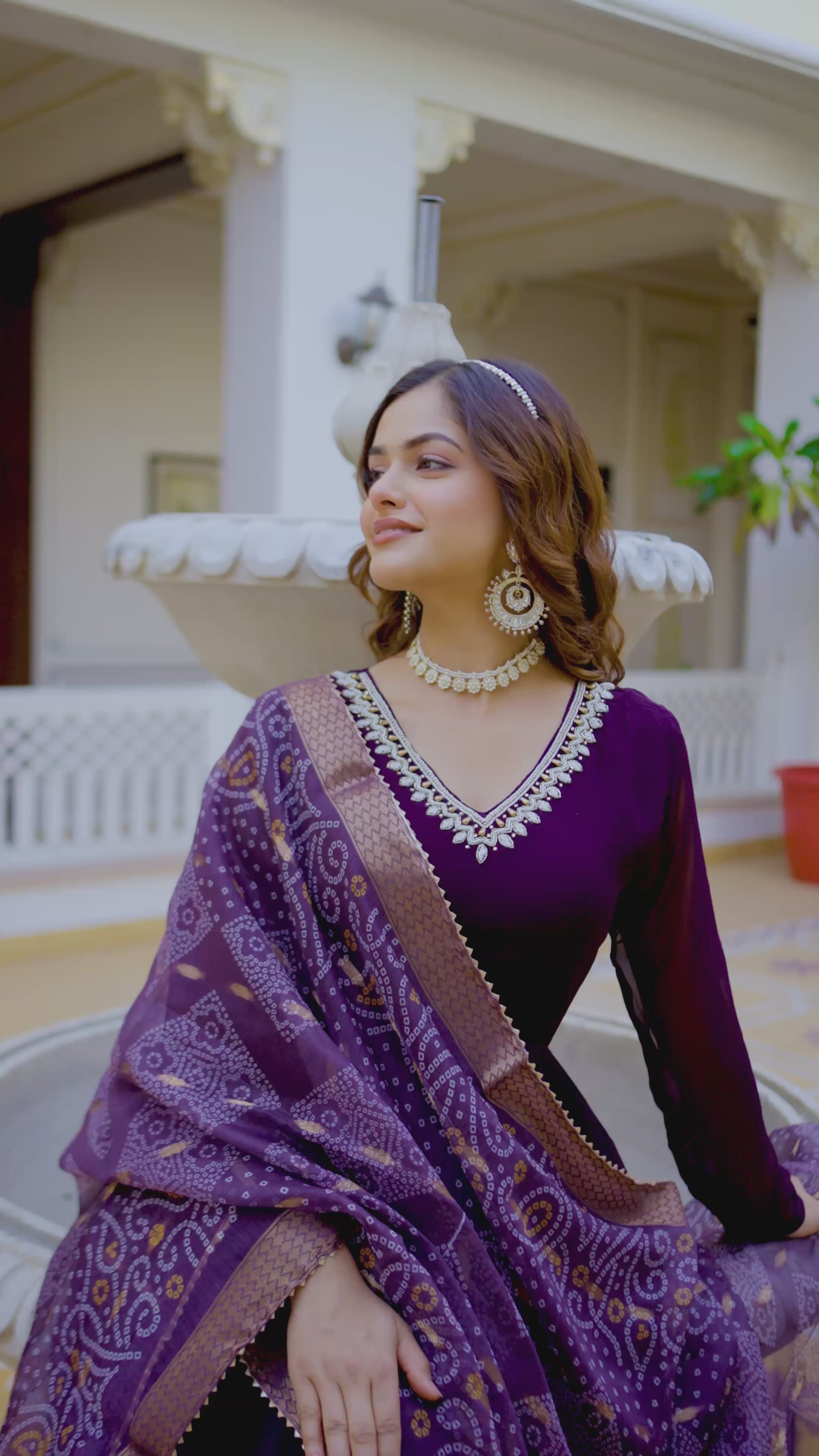 BANDHANI CRISAL LUXE GOWN AND DUPATTA SET