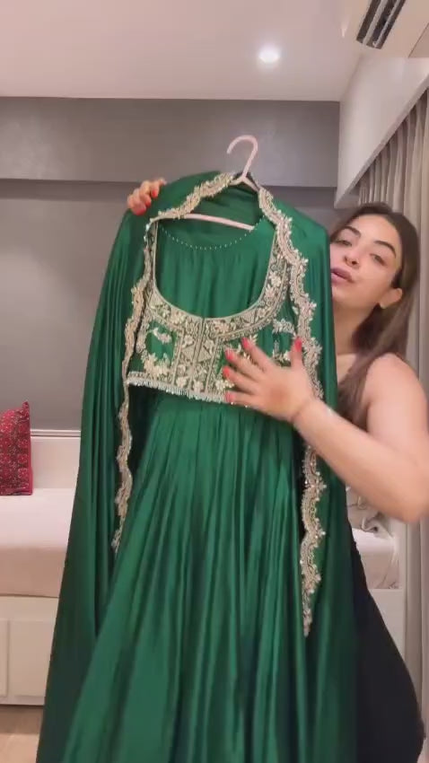 EMERALD RADIANCE GOWN KOTI WITH LONG DUPATTA